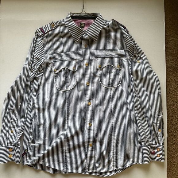 Cavi Men's Black and White Striped Shirt 3XLG long sleeve button up has 2 FLAWS - Picture 1 of 12